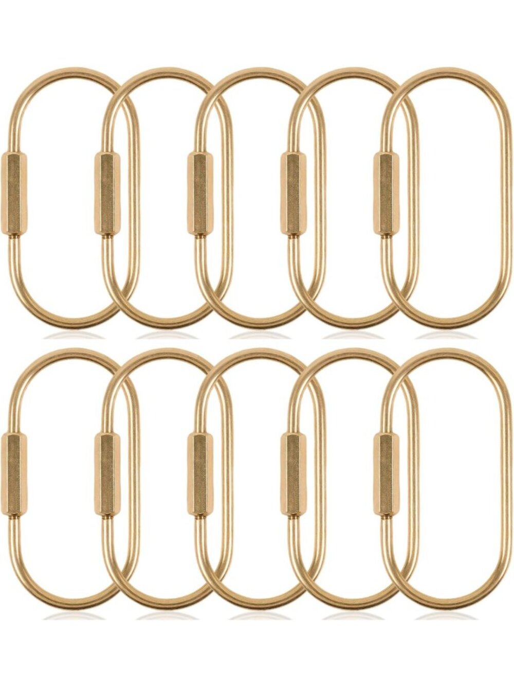 10 Pcs Gold Brass Carabiner Keychain Clips - Durable Key Ring Set for